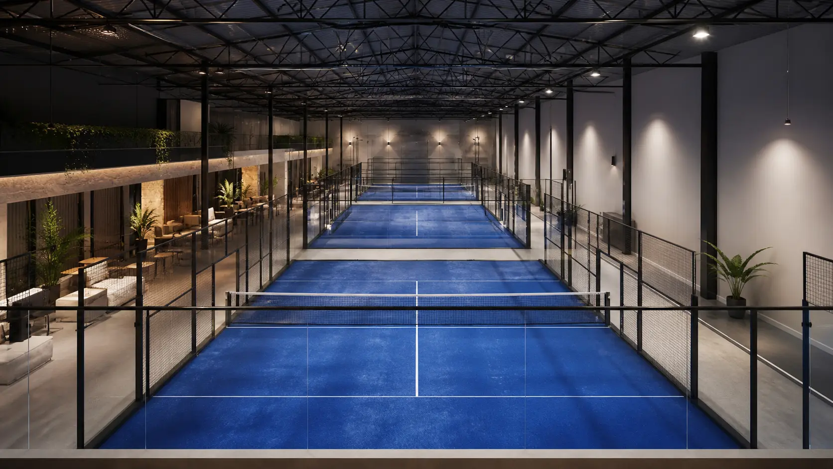 Canchas de padel cubiertas con iluminacion premium